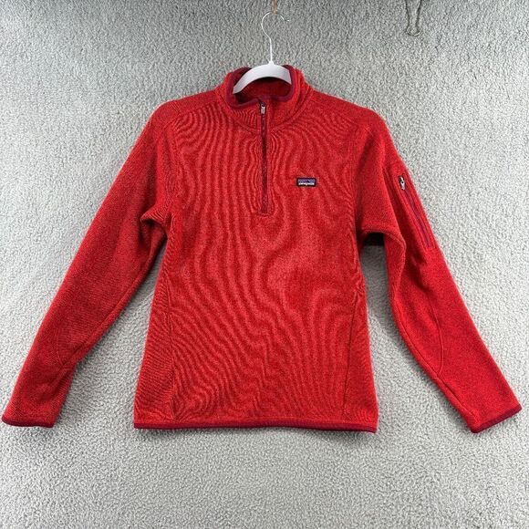 Patagonia women's better sweater 1/4 zip in fire red size small - Picture 1 of 12